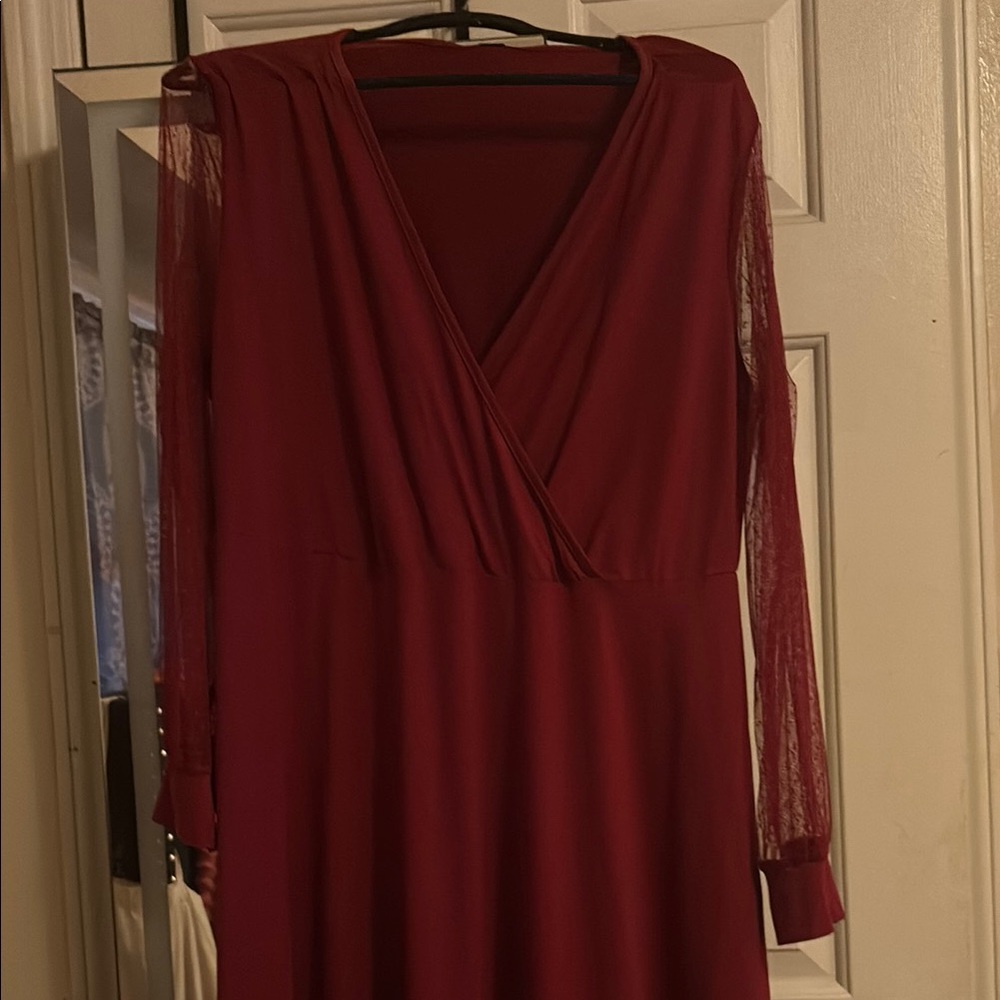 Elegant Red V-Neck Dress